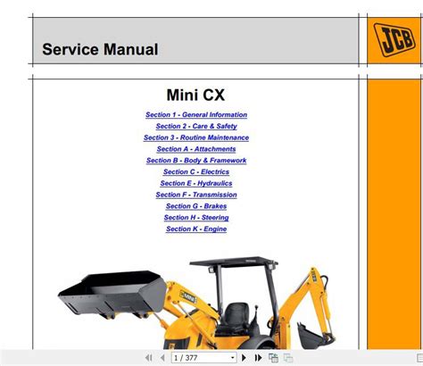 Jcb Backhoe Loader Mini Cx Service Manual