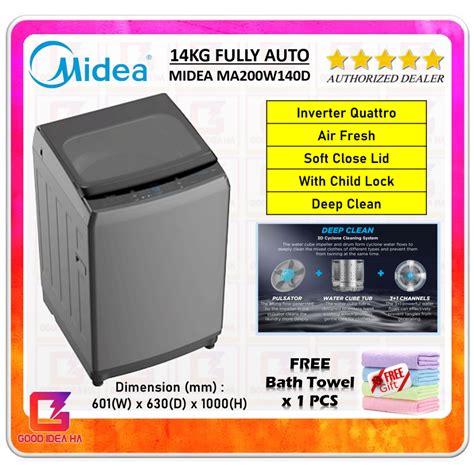 bath towel midea kg top load fully auto inverter quattro