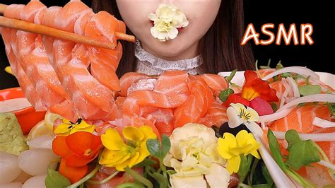 [asmr] Flower Salmon Noodles Salmon Sushi 연어 국수 연어 초밥 꽃 먹방 Libe