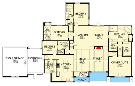 4 Bed Scandinavian Ranch House Plan With Open Concept Floor Plan 3517
