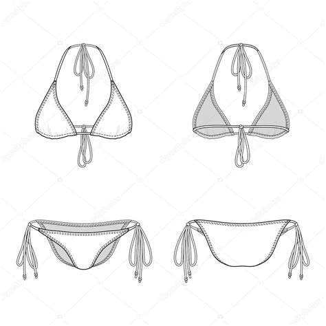 Front Back And Side Views Of Blank Bikini Stock Vector Image By Aunaauna