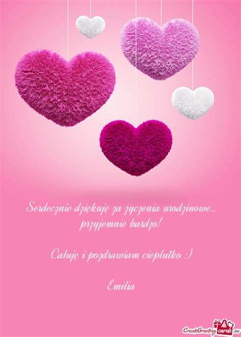 Serdecznie Dziękuję Za życzenia Urodzinowe Darmowe Kartki