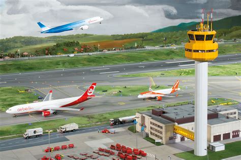 Model Airport Diorama - The World of Aviation with Moving Planes and
