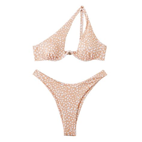 Arnsht Women S Split Shoulder Steel Support Bikini Solid Color Two