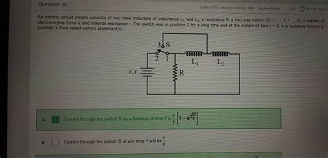 Question An Electric Circuit Shown Consists Of Two Ideal Inductors Of