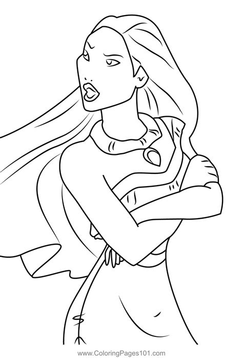 Pocahontas Looking Someone Coloring Page For Kids Free Pocahontas