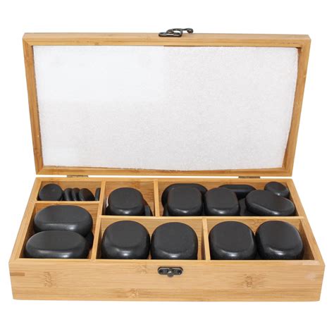 Hot Stone Massagestein Set Teilig Mit Bambusbox Massageliegen