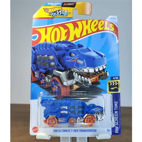 Hot Wheels Hw Ultimate T Rex Transporter Netflix Let S Race Blue Hw Screen