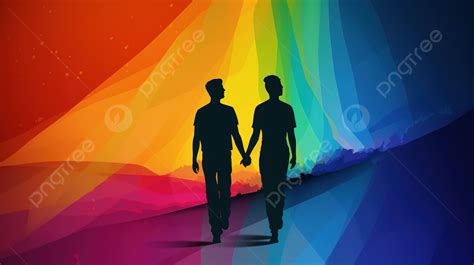 Pareja Gay Soltera Tomándose De La Mano En Un Fondo Colorido Lgbtq Fotografías Imagen de Fondo