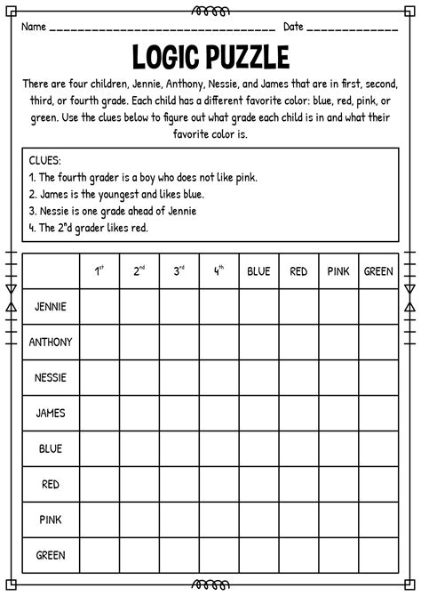 Logical Worksheet For Kindergarten