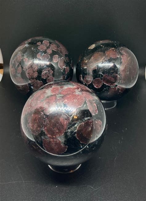 1 Lb Garnet With Firework Stone Spheres 64 75mm XL Arvfedsonite Garnet