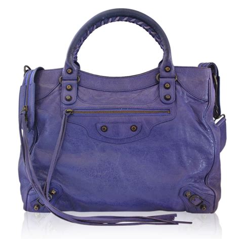 Balenciaga Arena Giant City Purple Handbag In Dust Bag