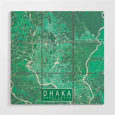 Dhaka City Map Of Bangladesh Watercolor Wood Wall Art By Demap Studio