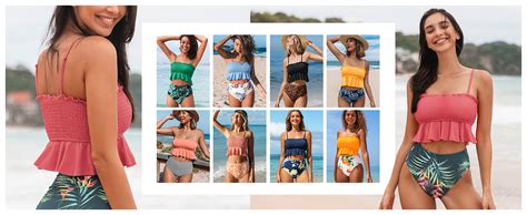 Amazon Cupshe Women S High Waist Bikini Swimsuit Ruffle Two Piece Bathing Suit Clothing