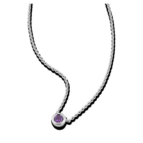 Bezel Set Amethyst Necklace Sterling Silver Shane Co