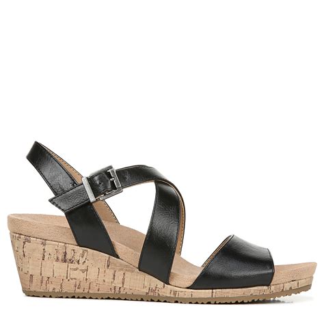 LifeStride Maple Medium/wide Wedge Sandals in Black - Lyst