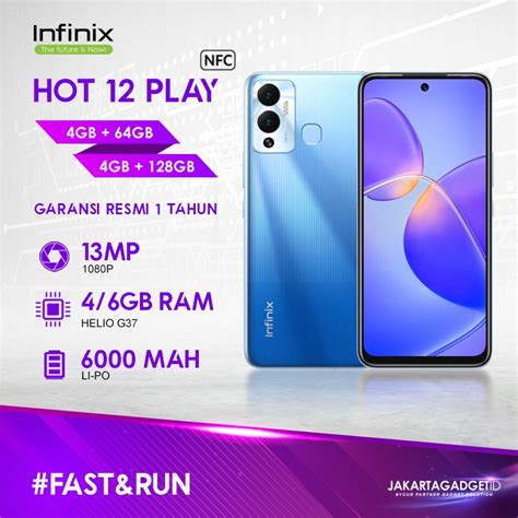 Jual Infinix Hot 12 Play NFC 4GB 64GB Garansi Resmi Infinix 1 Tahun