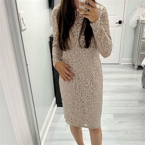 Marina Dresses Marina Sequin Nude Pink Dress Size Poshmark