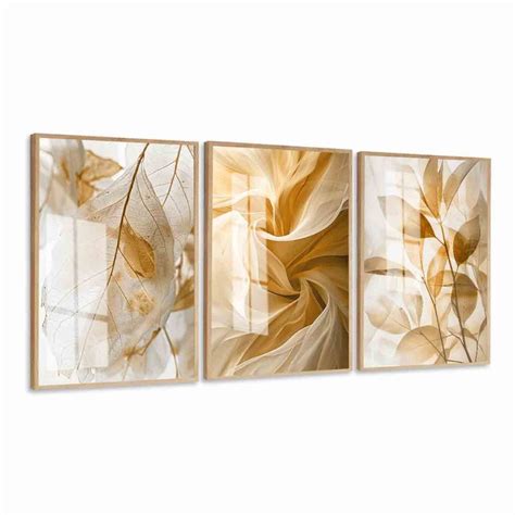 Kit Quadros Decorativos Folhas Flores Nude Moldura E Vidro Sala Quarto Hall Shopee Brasil