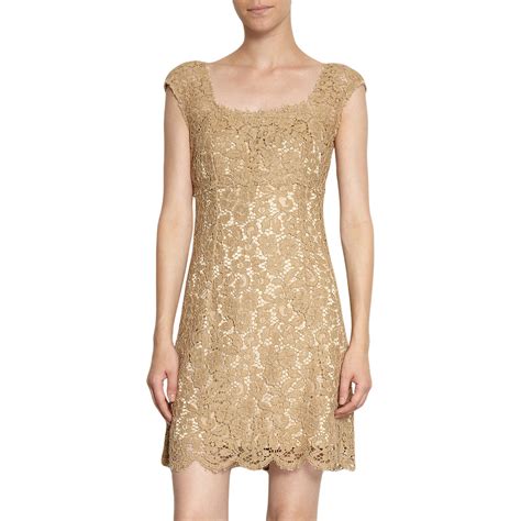 Dolce And Gabbana Aline Lace Dress In Beige Lyst