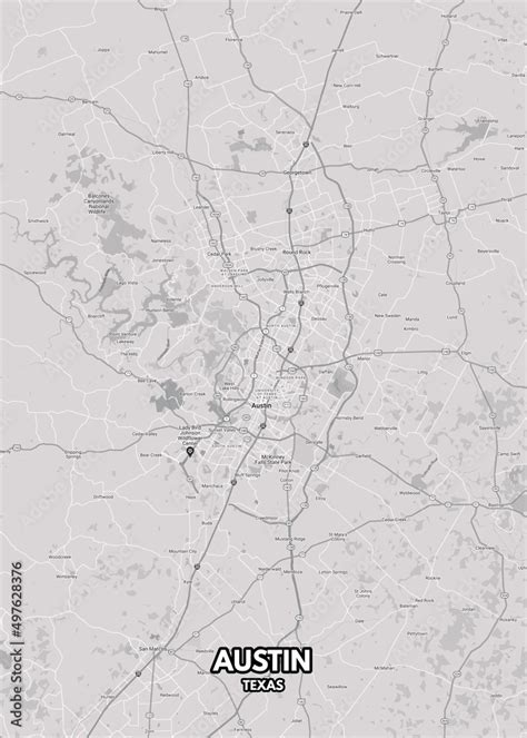 Poster Austin Texas Map Road Map Illustration Of Austin Texas