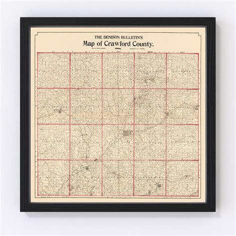 Crawford County Iowa Map 1898 Old Map of Crawford County Iowa Art ...