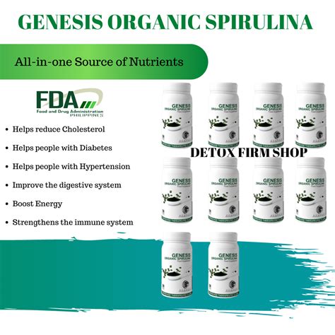 Bottles Organic Genesis Spirulina Mg Tablets