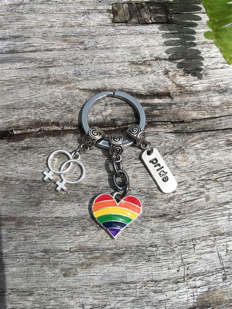 Lesbian Pride Keychain Lesbian Keyring Rainbow Key Chain Lgbtq Key Ring Pride Proud Rainbow