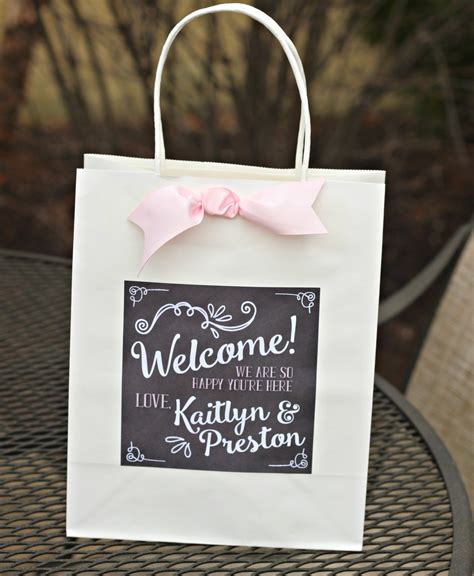 WELCOME Bridal Favor Bag Stickers Hotel Guest Bag Label