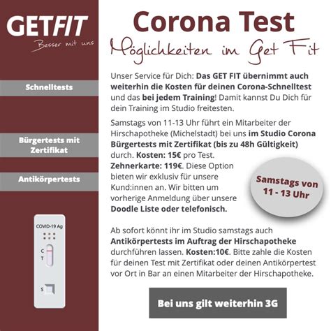 Ankündigung Tests GET FIT HÖCHST