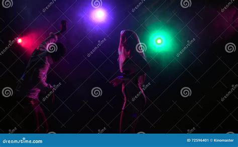 Couple Dancing In The Disco Style Close Up Slow Motion Stock Video