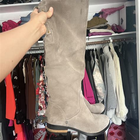 Sorel Farrah Suede Knee High Tan Nude Tassel Scrunch Depop