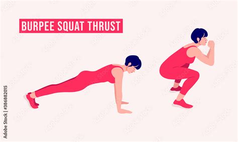 Burpee Squat Thrust Exercise Woman Workout Fitness Aerobic And