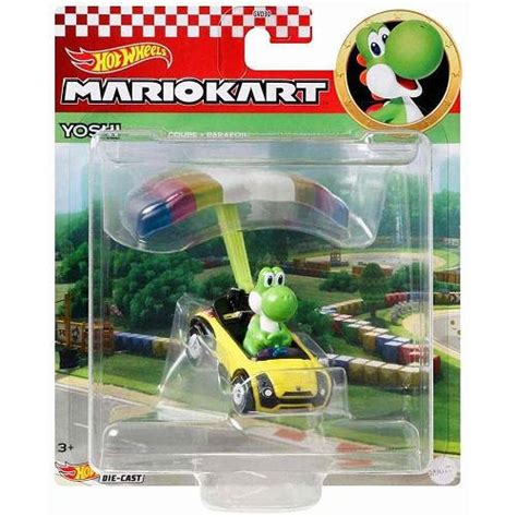 Hot Wheels Mario Kart Yoshi In Standard Kart With Parafoil PS Enterprise Gameshop