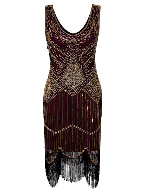 Vijiv Women S S Gastby Inspired Sequined Embellished Fringed