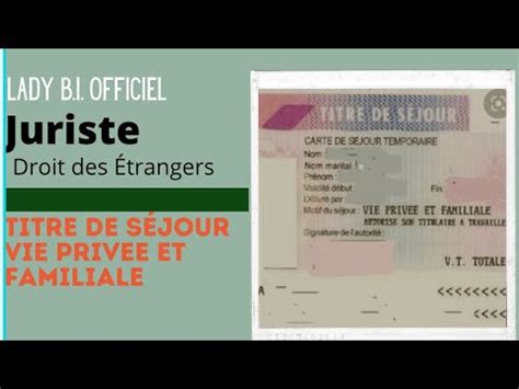 differents motifs pour obtenir le ts vpf titre de sejour vie privee