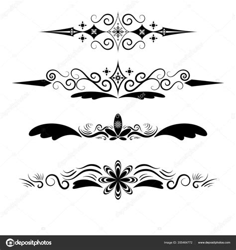 creative art brush set pattern border black white background stock