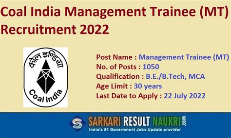 Coal India Mt Recruitment Cil Management Trainee Vacancy