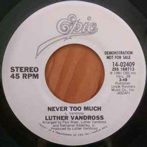 Luther Vandross - Never Too Much (1981, Vinyl) | Discogs