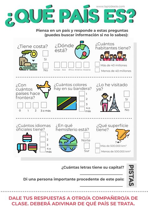 Fichas Lápiz de ELE Actividades para clase de español Recursos de