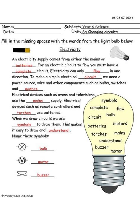 Year 7 Electricity Worksheets