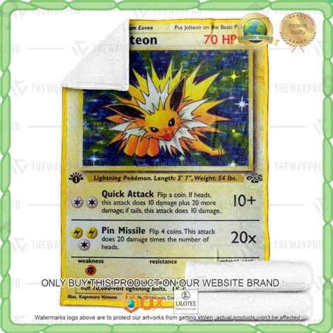 HOT Fleece Blanket Jolteon Holo 1st Edition Custom Pokemon Boxbox