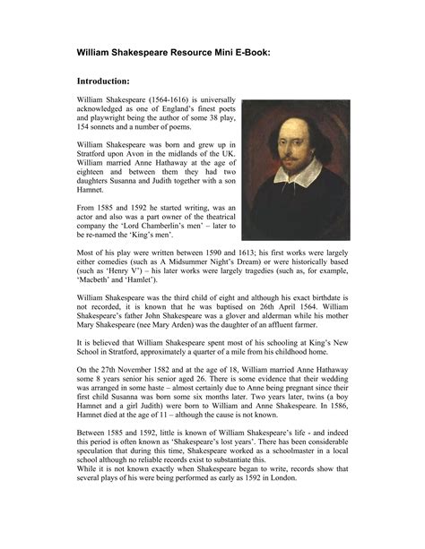 William shakespeare biography | PDF