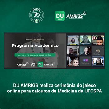 DU AMRIGS realiza cerimônia do jaleco online para calouros de Medicina