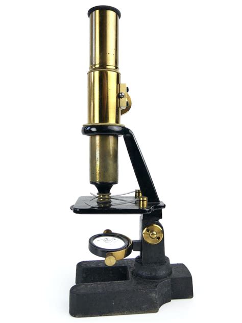 Microscope Ancien En Laiton Et Fonte Dans Coffret En Bois Oviry