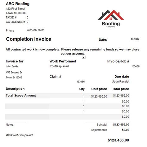 Roofing Invoice︱completion Invoice︱roof Replacement︱scope︱instant