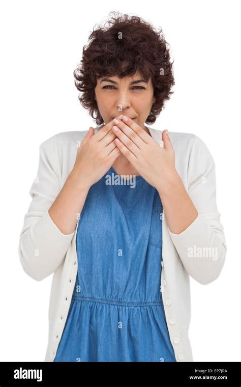 Mature Woman Covering Mouth With Hands Hi Res Stock Photography And Images Alamy