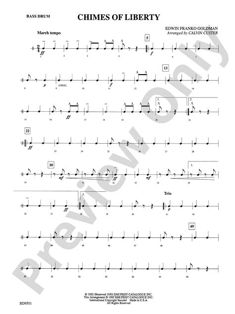 The Chimes Of Liberty Bass Drum Bass Drum Part Digital Sheet Music