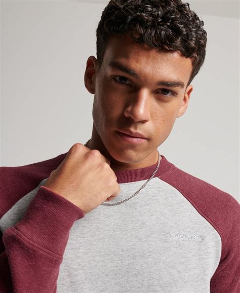 Mens Baseball Crew Sweatshirt In Athletic Grey Marlrhubarb Marl