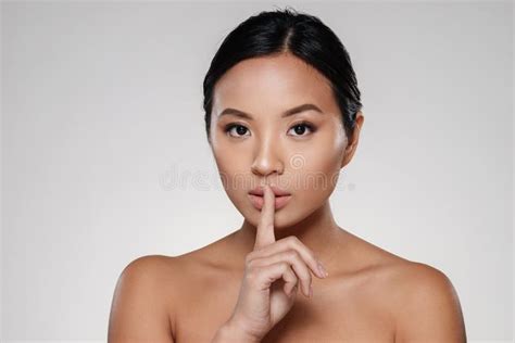 Naked Asian Woman Holding Jaw Model Isolated On White Stock Photo Image Of Healthcare Clean